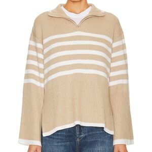 Rails Knit Quarter Zip in Sand Stripe